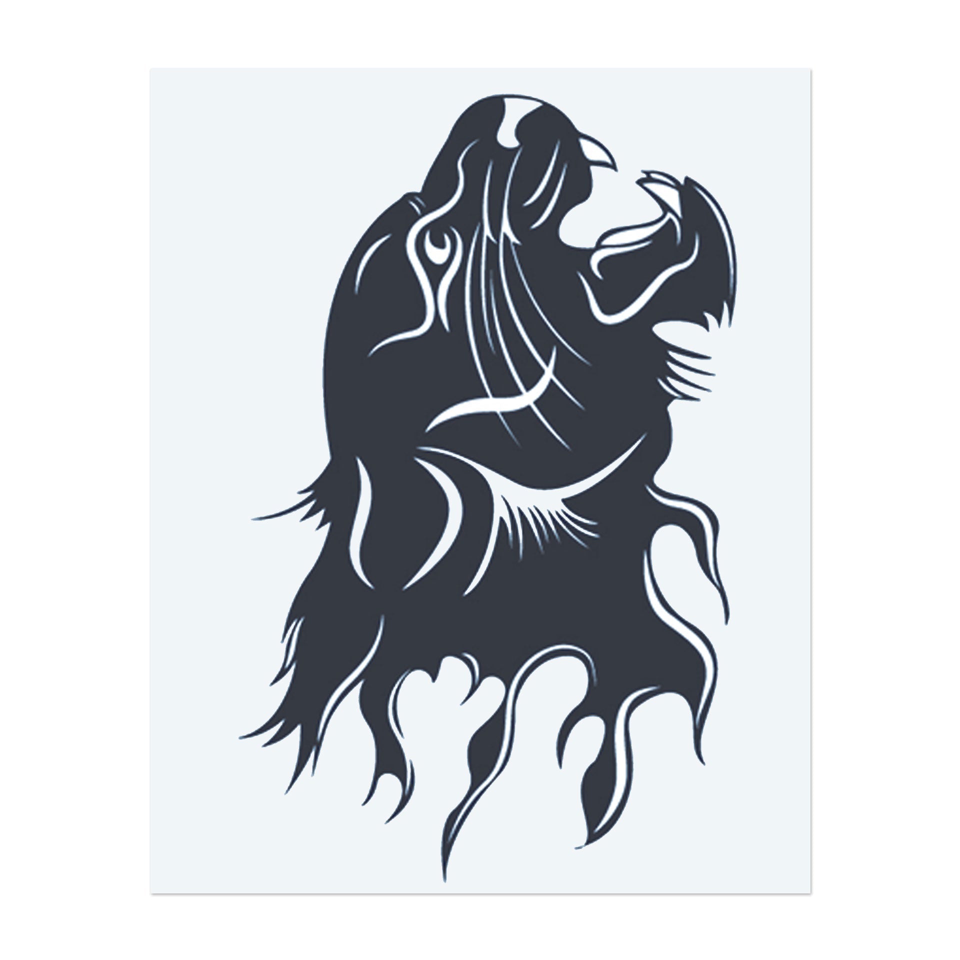 Ein schlanker Tiger, eingefangen in abstrakten, fließenden Linien, die seine Kraft und Anmut ausdrücken. Das Design fokussiert auf Eleganz und Bewegung und symbolisiert Stärke und Unabhängigkeit. Eine perfekte Wahl für jemanden, der sowohl Schönheit als auch Stärke schätzt.
