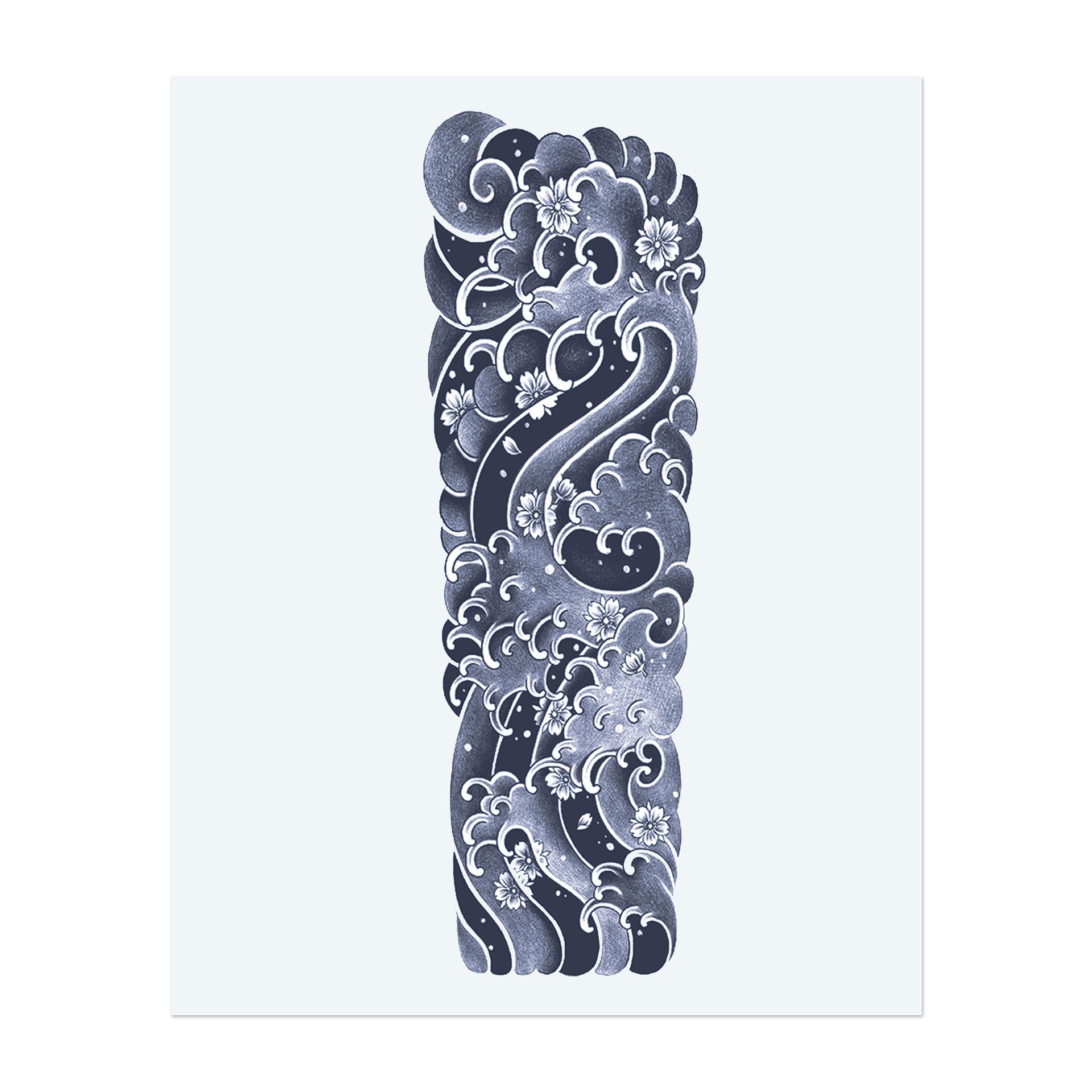 Dieses Sleeve zeigt wirbelnde Wolken, die mit zarten Kirschblüten verflochten sind. Es symbolisiert Ruhe, Erneuerung und die Schönheit der Natur und hat einen friedlichen Fluss, der den Ablauf der Zeit darstellt.