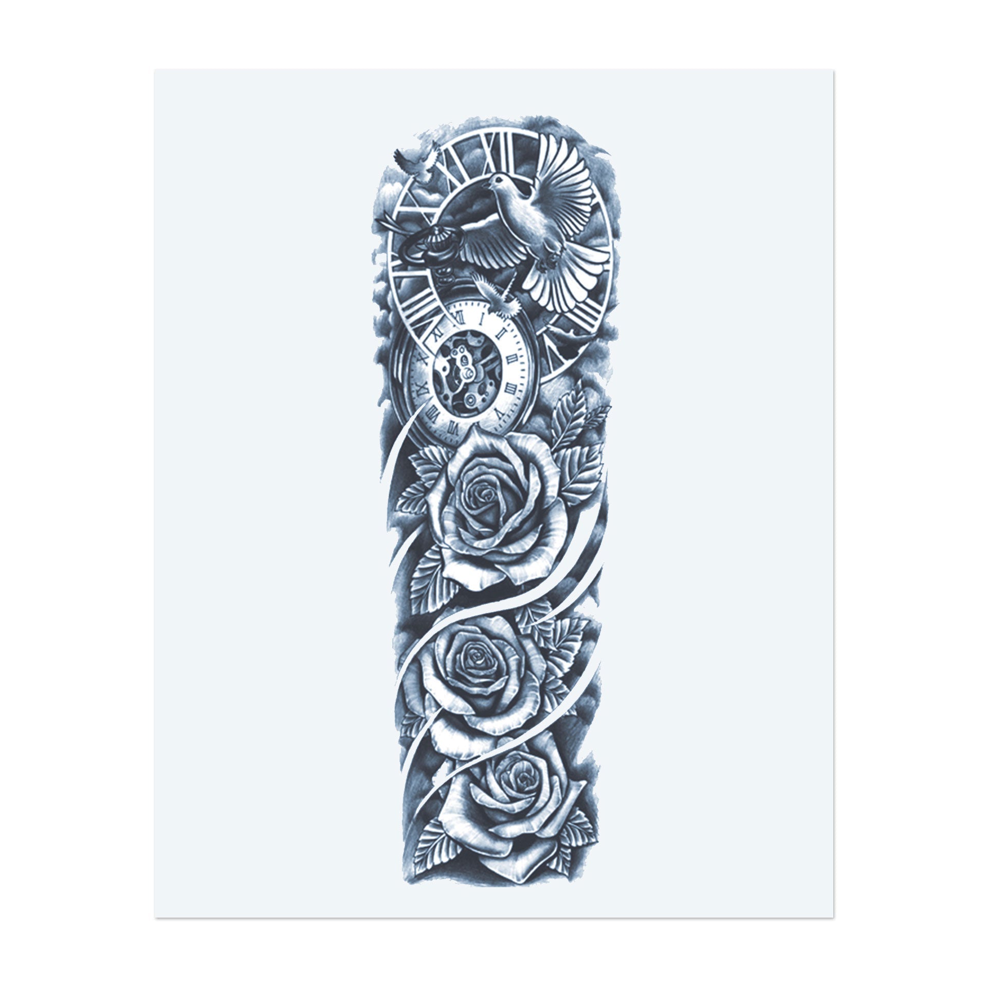 Dieses Sleeve zeigt Rosen, die mit Uhrwerken verflochten sind, und eine fliegende Taube, die den Verlauf der Zeit, die ewige Schönheit der Liebe und die Freiheit symbolisiert. Das fließende Design fängt das Gleichgewicht zwischen flüchtigen Momenten und ewigen Erinnerungen ein.