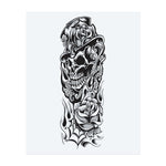 Un crâne sinistre sourit sous un haut-de-forme orné de roses, entouré de flammes tourbillonnantes, de roses et d'un coin en filet. Combinant le charme gothique avec une touche vintage, ce tatouage temporaire symbolise la beauté, la mortalité et l'art du défi élégant.</span></p>