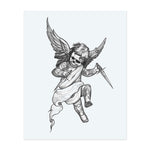 Ce design saisissant allie innocence et menace : un ange ailé avec un visage de crâne, des tatouages ​​et deux poignards. Avec un mouvement dynamique et un symbolisme sombre, il incarne une interprétation rebelle des images d'anges classiques.</span></p>