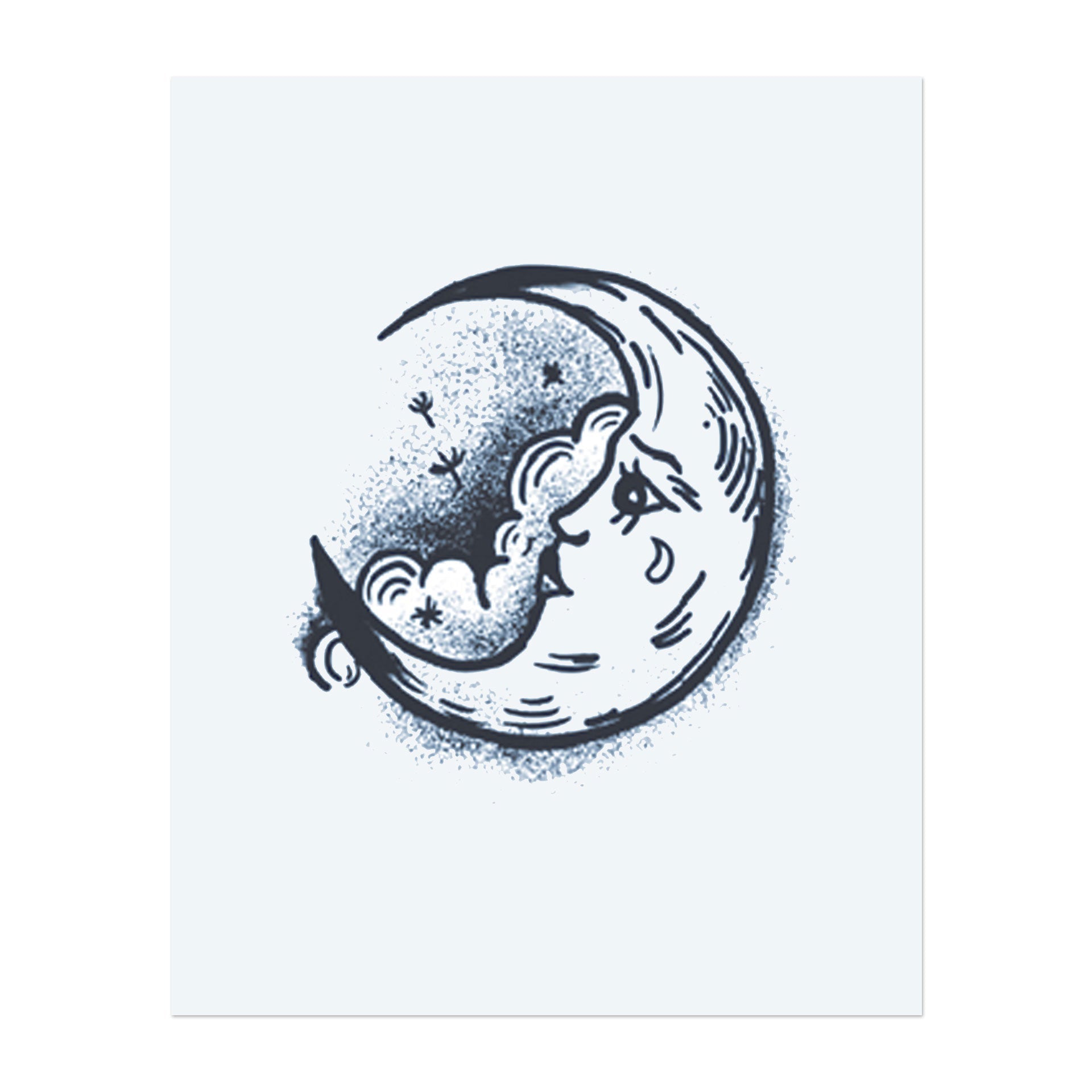 Ein minimalistisches Tattoo der Sonne mit einem ruhigen Gesicht und einer Träne unter einem Auge. Die Sonnenstrahlen sind scharf und detailliert, was ein mystisches Gefühl verleiht. Es symbolisiert Emotionen, Licht und den Verlauf der Zeit.
