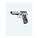 Représentation saisissante et minimaliste d'un pistolet semi-automatique, ce design capture la précision mécanique et le puissant symbolisme d'une arme à feu. Ses lignes épurées et son fort contraste lui confèrent une présence forte et iconique.</span></p>