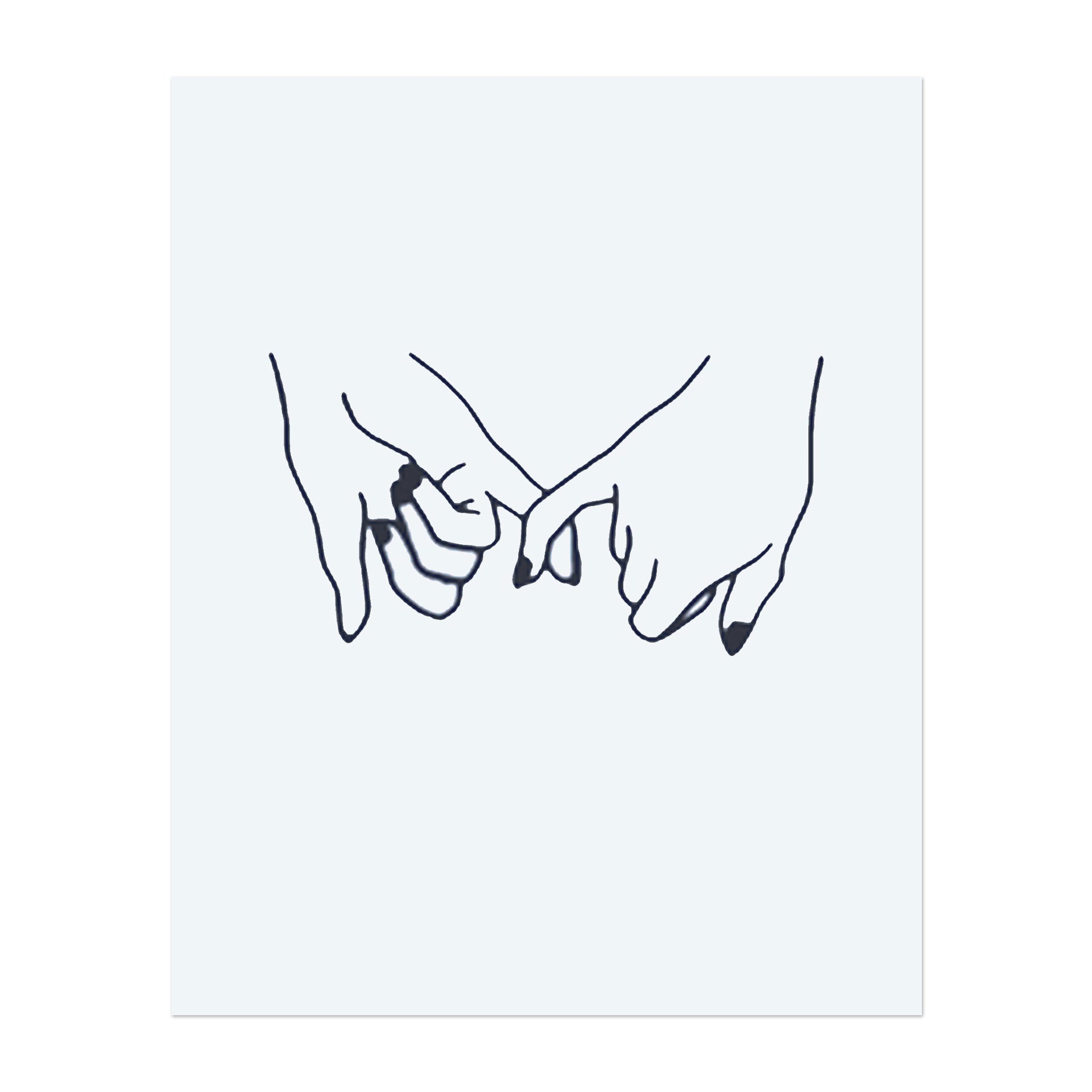 Zwei Hände, die sich sanft halten, ein Symbol für Liebe, Vertrauen und Verbindung. Dieses Tattoo repräsentiert Einheit und das Band zwischen Menschen, perfekt für diejenigen, die enge Beziehungen schätzen.