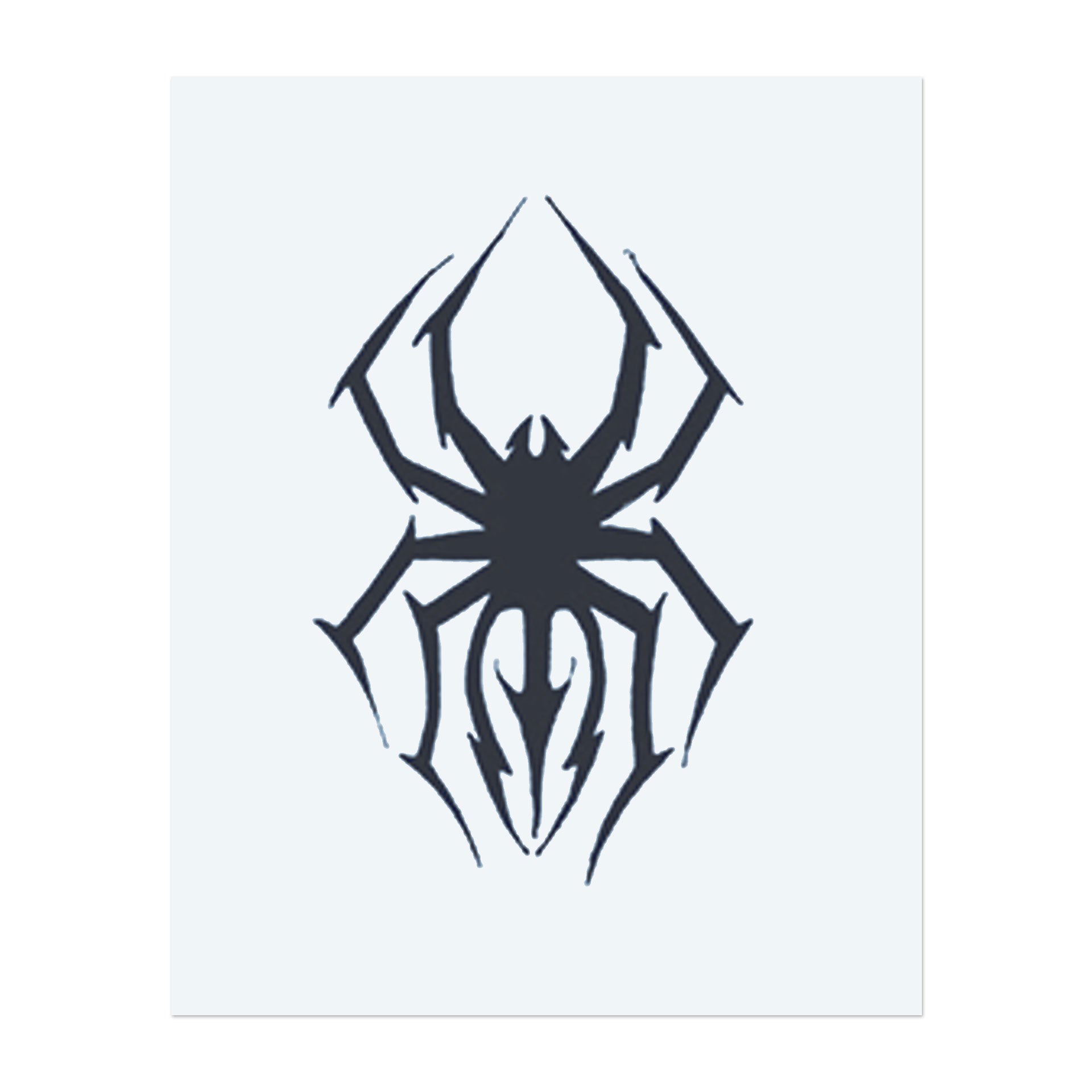 Eine kräftige, detaillierte Spinne mit ausgebreiteten Beinen. Dieses Tattoo symbolisiert Geduld, Macht und Schutz und ist perfekt für diejenigen, die Stärke und die Fähigkeit schätzen, die Herausforderungen des Lebens präzise zu navigieren.