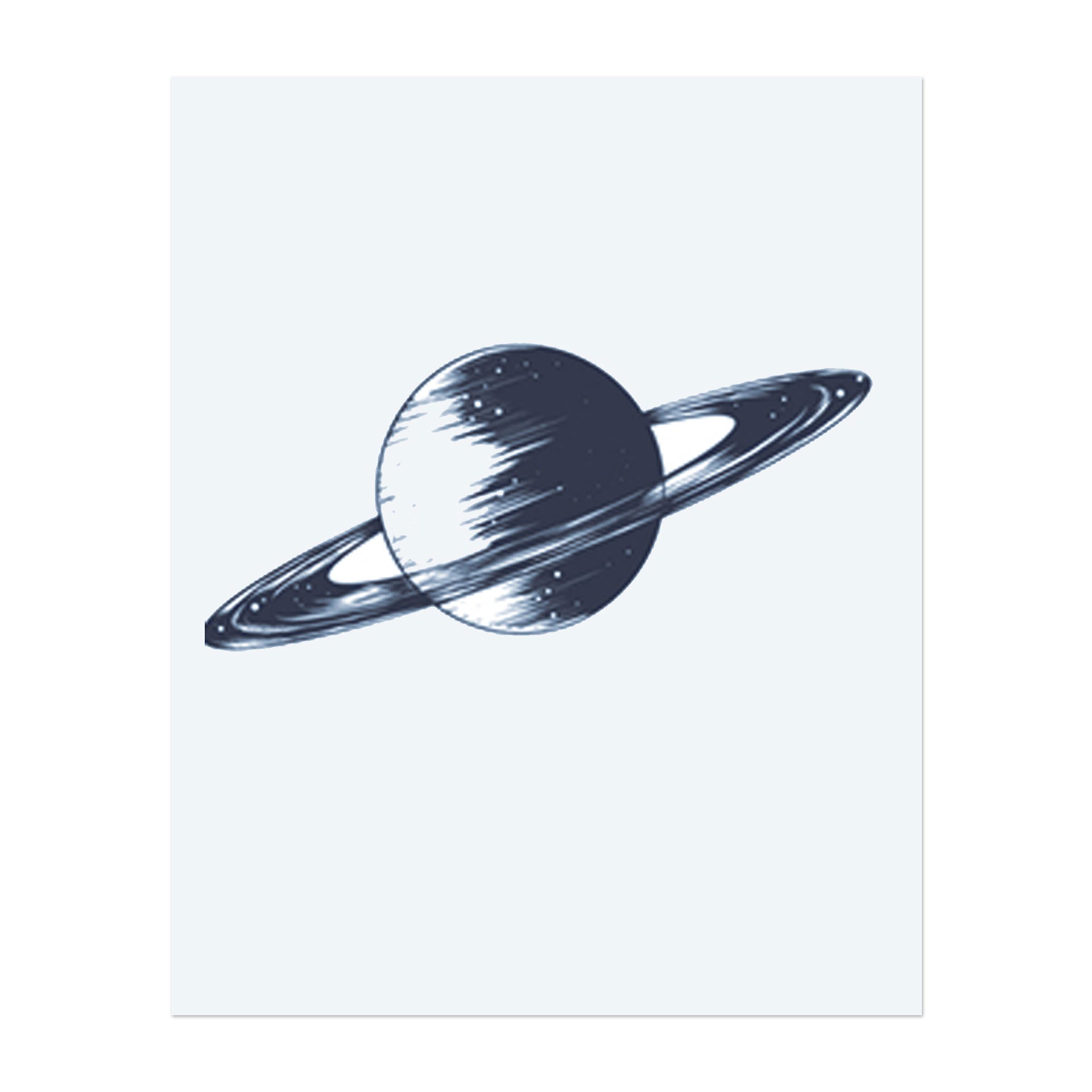 Eine detaillierte Darstellung eines Planeten mit einem Ring darum, das die Weite und das Geheimnis des Weltraums symbolisiert. Dieses Tattoo repräsentiert Entdeckung, Neugier und die unendlichen Möglichkeiten des Universums, ideal für diejenigen, die von den Sternen träumen und das Unbekannte umarmen.
