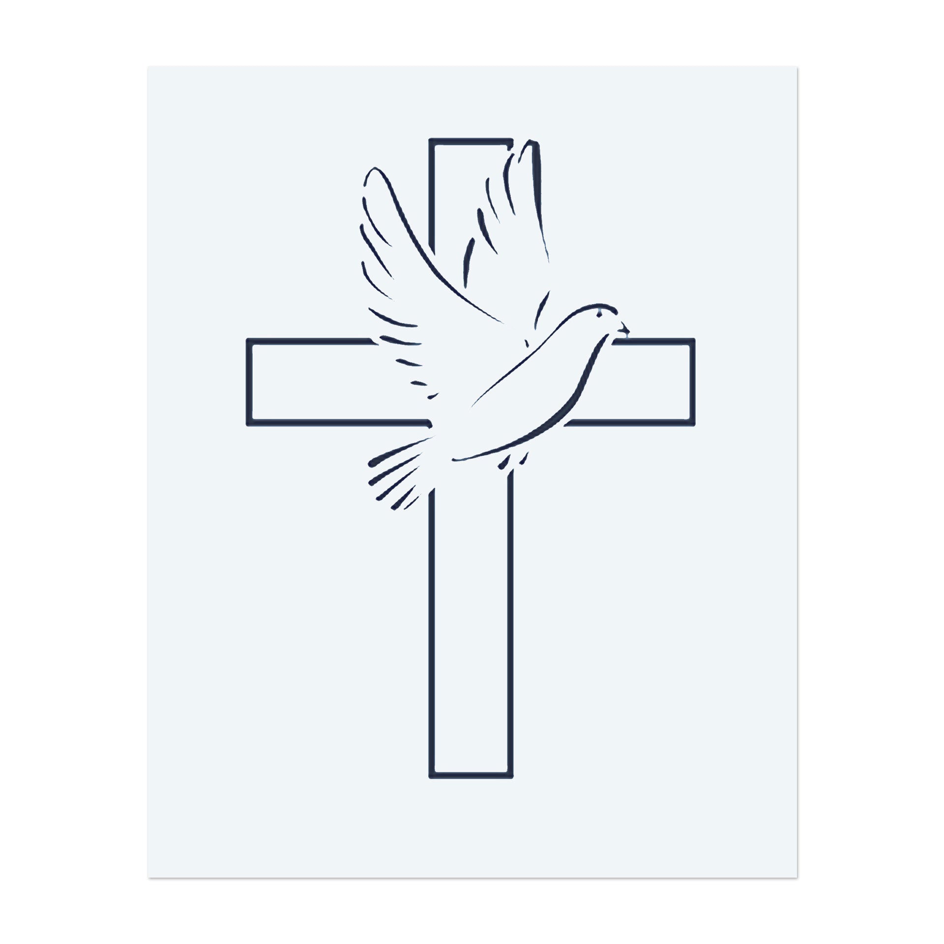 Eine Taube, die über einem Kreuz fliegt und Frieden, Spiritualität und Hoffnung symbolisiert. Dieses Tattoo repräsentiert Glauben, göttlichen Schutz und die Reise zu innerer Ruhe, ideal für diejenigen, die ihre Spiritualität und die Kraft des Friedens umarmen.