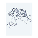 Zwei Cherubim, die sich umarmen. Es symbolisiert Liebe, Unschuld oder ein klassisches Symbol der Zuneigung.