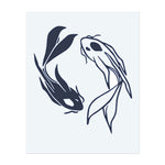 Zwei Fische, die in entgegengesetzte Richtungen schwimmen. Sie symbolisieren Balance, Harmonie oder das Konzept von Yin und Yang.