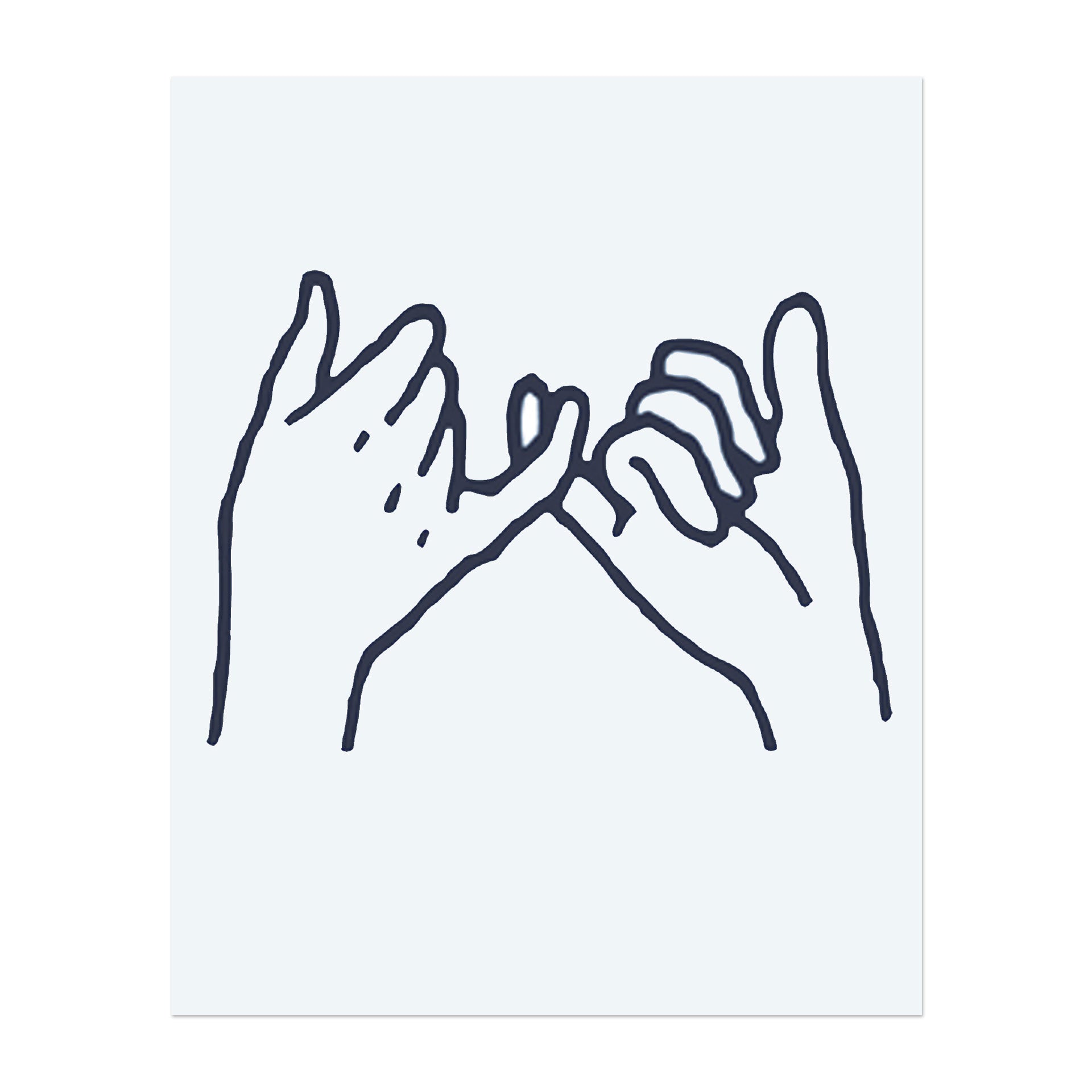 Zwei Hände, die sich zu einem Pinkie-Schwur verbinden. Es repräsentiert ein Versprechen, Vertrauen oder ein Symbol der Freundschaft.